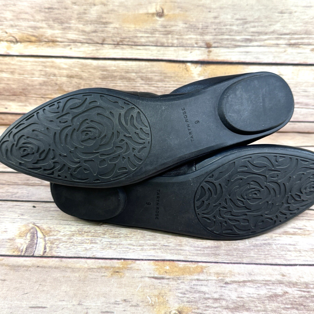 Taryn Rose Women’s Black Napa Leather Edina Pointed Toe Ballet Flat Shoes 9 - Picture 7 of 8